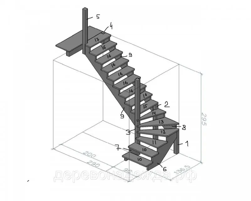 Компактная лестница на мансарду чертежи