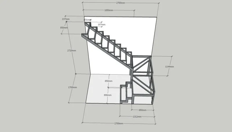Деревянная лестница из сосны лс-92м без подступенков л Profi&Hobby