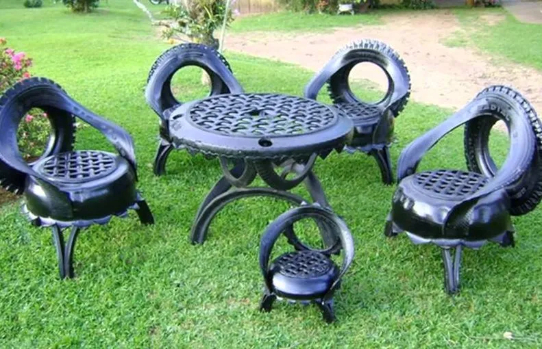 Садовая мебель из колес