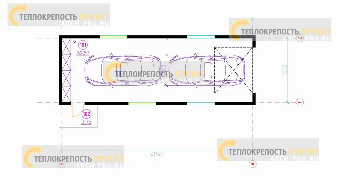 Планировка длинного гаража 4х12