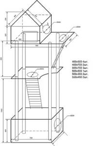 Домик из фанеры для кота своими руками: чертежи, фото и размеры