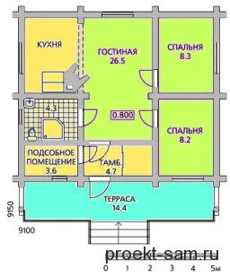 планировка одноэтажного дома 9x9