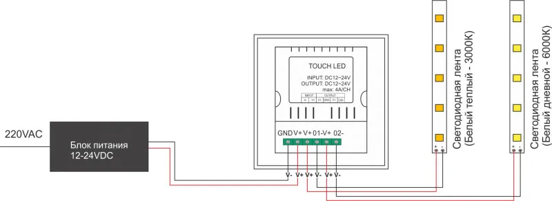 подключение светодиодной ленты к диммеру