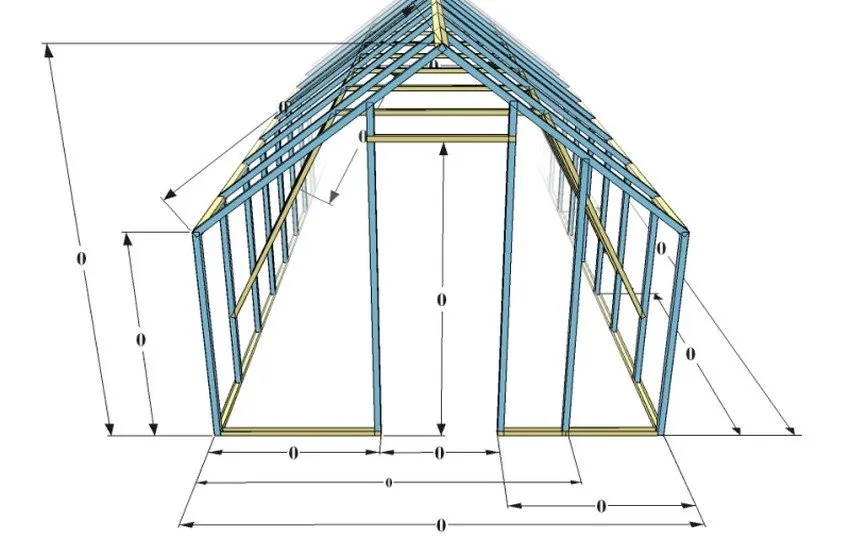 Базовый чертеж теплицы из профильных труб