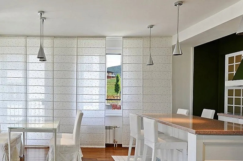 Виды кухонных штор - японские панельные шторы