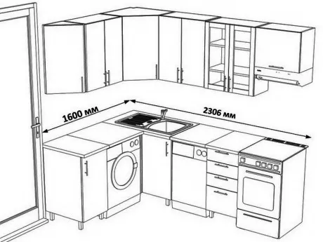 Проект кухонного гарнитура уголового типа