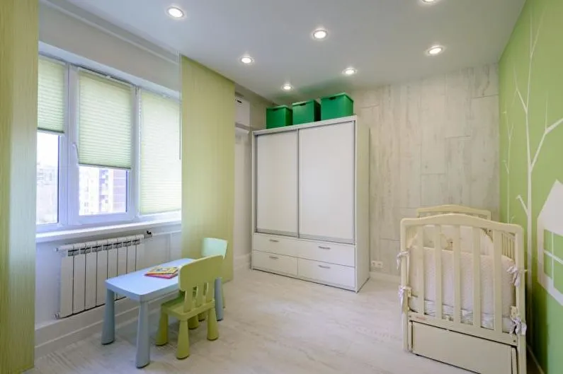 Ламинированный пол у стены в детской комнате - фото