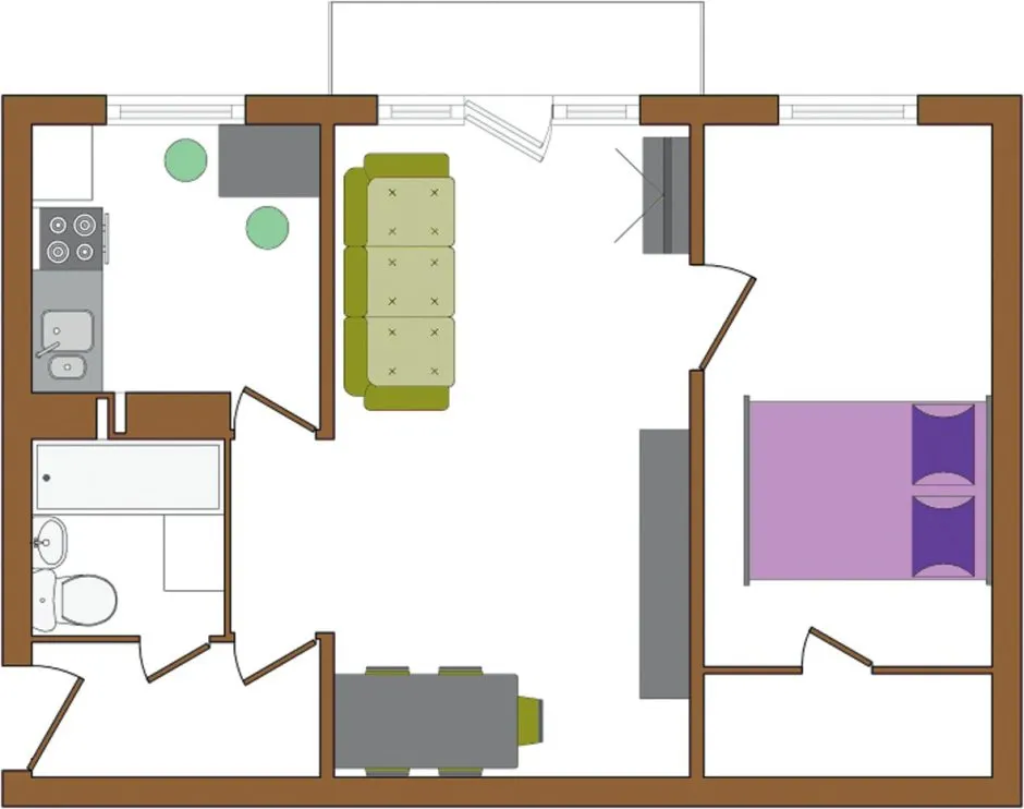 Планировка 2х комнатной квартиры 44м2