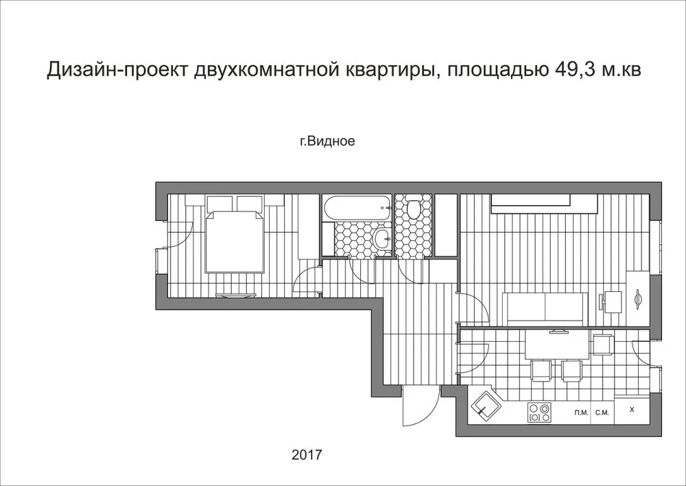 Проект двухкомнатной квартиры 60