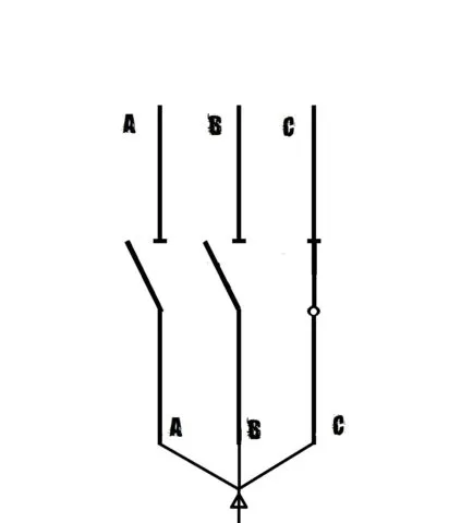 Рубильник с замкнутой фазой «С» в нормальном режиме работы