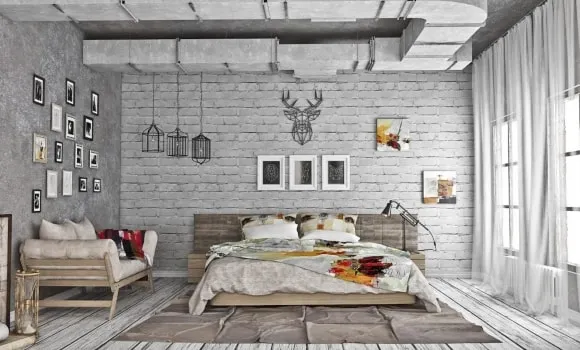 Лофт-спальня серого цвета