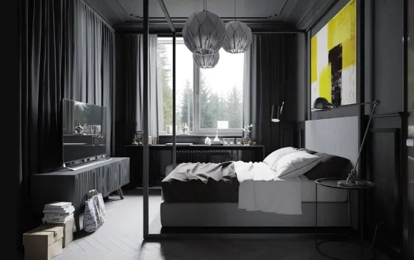 Лофт-спальня черного цвета