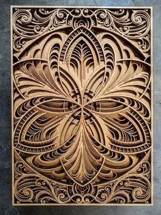 Wood Art Diy, Carved Wood Wall Art, Art Carved, Wooden Wall Art, Art Wall, Painted Wood, 3d Cuts, Layered Art, Cnc Wood