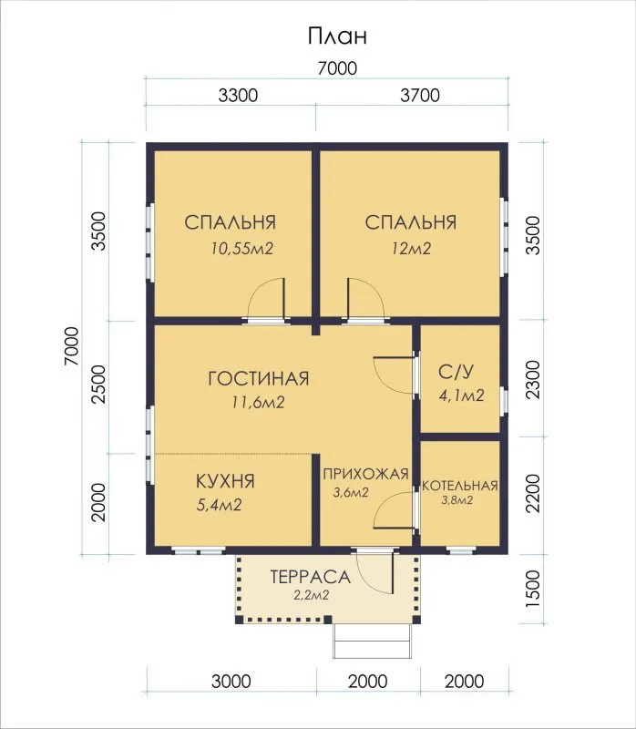 Дом 7х8 одноэтажный планировка