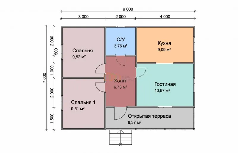 Проекты домов из бруса 9 на 9 одноэтажный