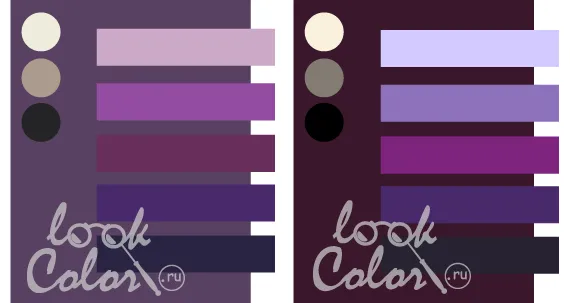 сочетание серо-фиолетового и баклажанового с фиолетовым