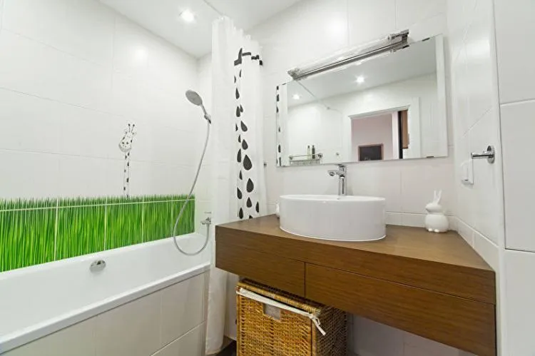Отделка потолка - Дизайн ванной комнаты 2 кв.м.