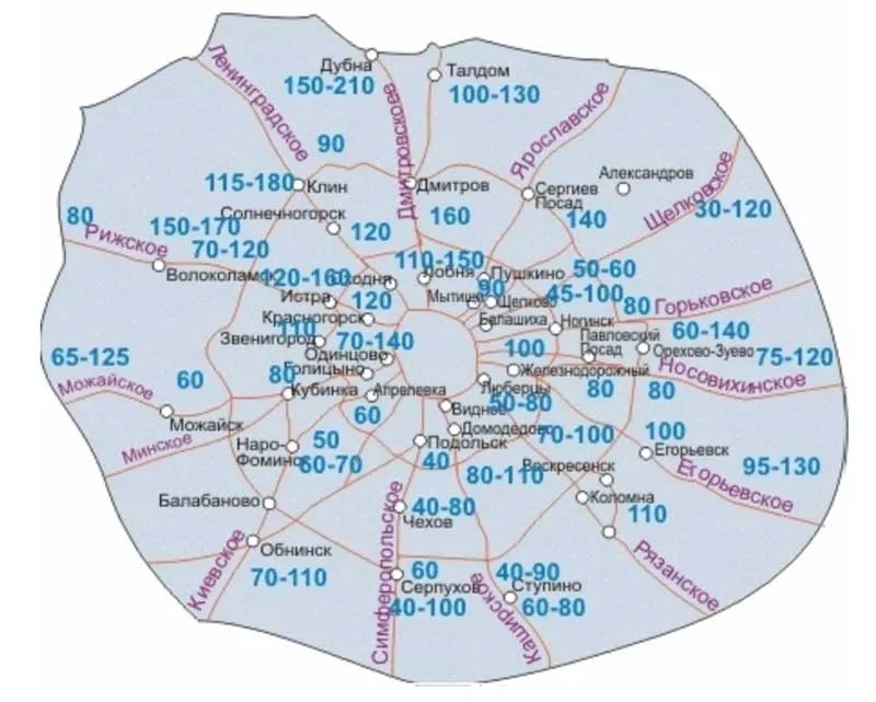 Карта промерзания почвы в Московской области