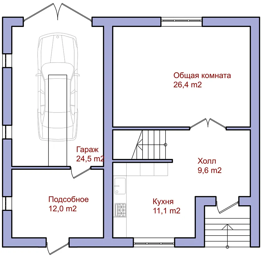 Одноэтажные дома размером 8х10 м с гаражом имеют много преимуществ