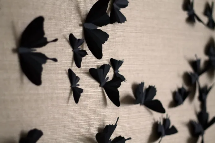 черные бабочки на стене