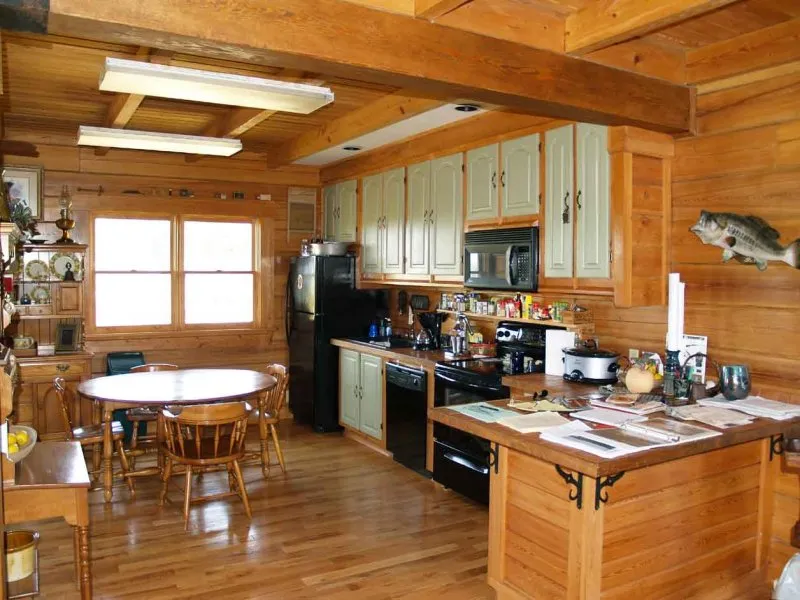 Кухня интерьер в деревянном доме из профилированного бруса