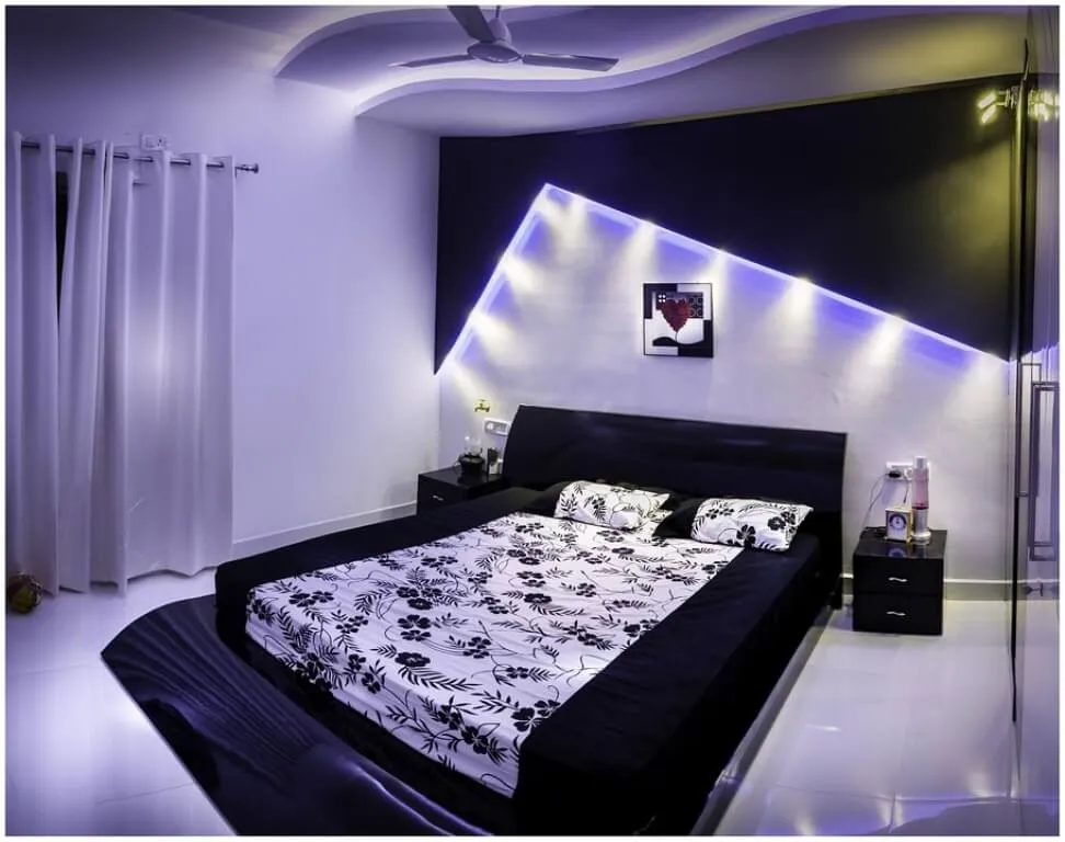 дизайн черно-белой спальне