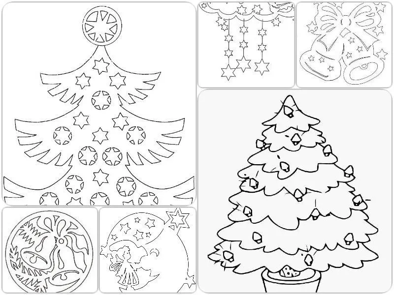 Шаблоны новогодних елок для рисования на стене, пример 4