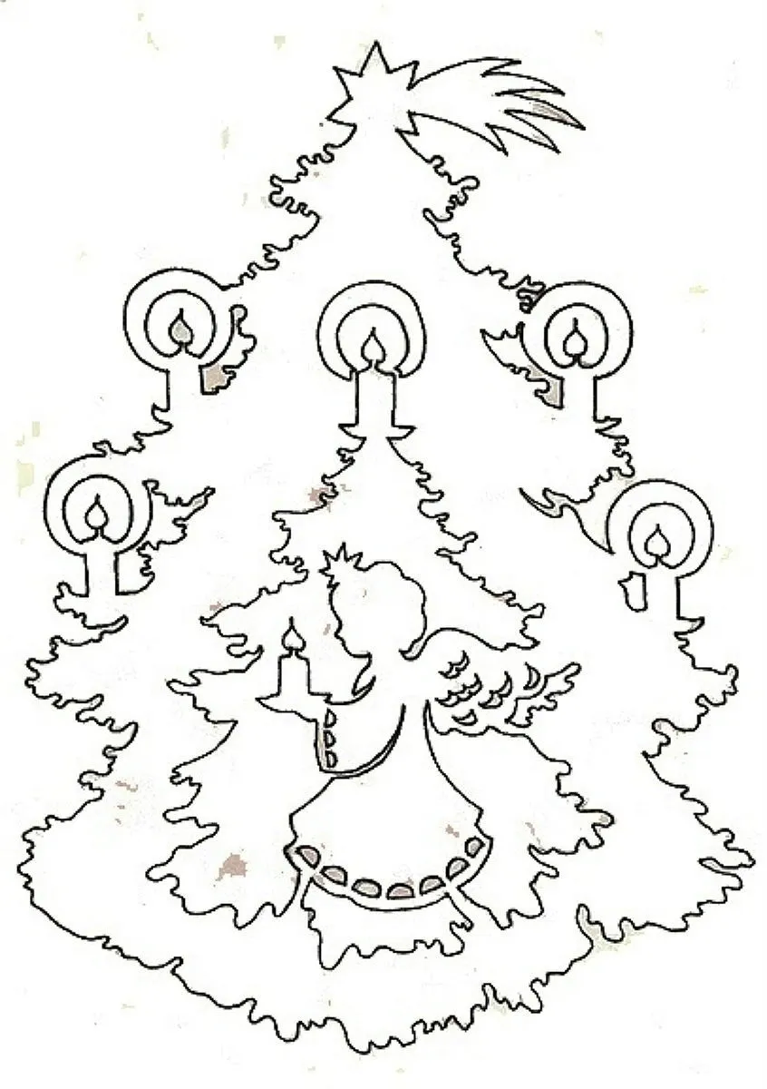Трафареты елок с интересными верхушками, пример 4
