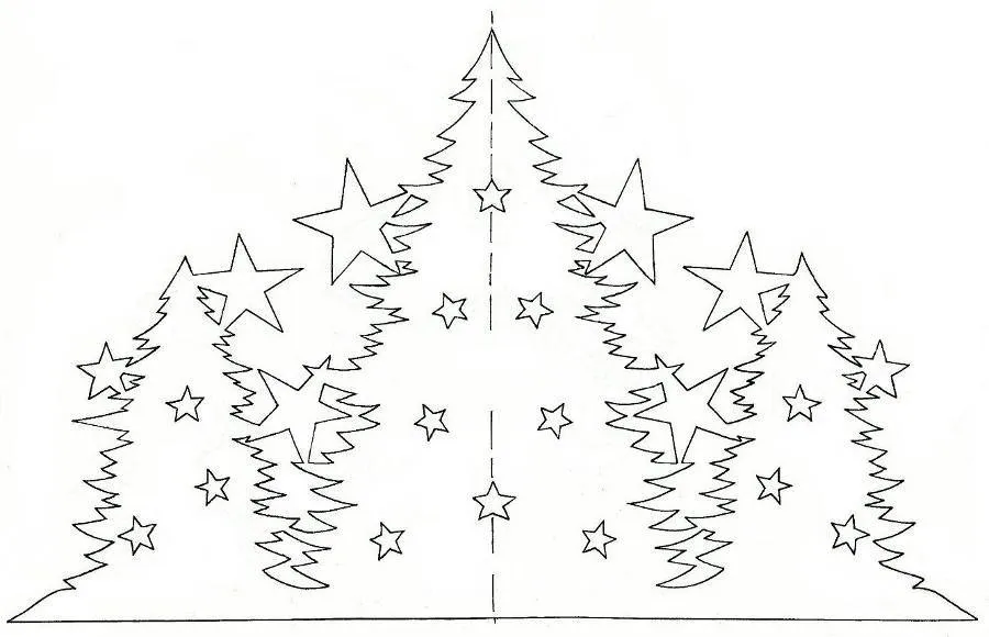 Трафареты из бумаги для окна - елка, пример 4