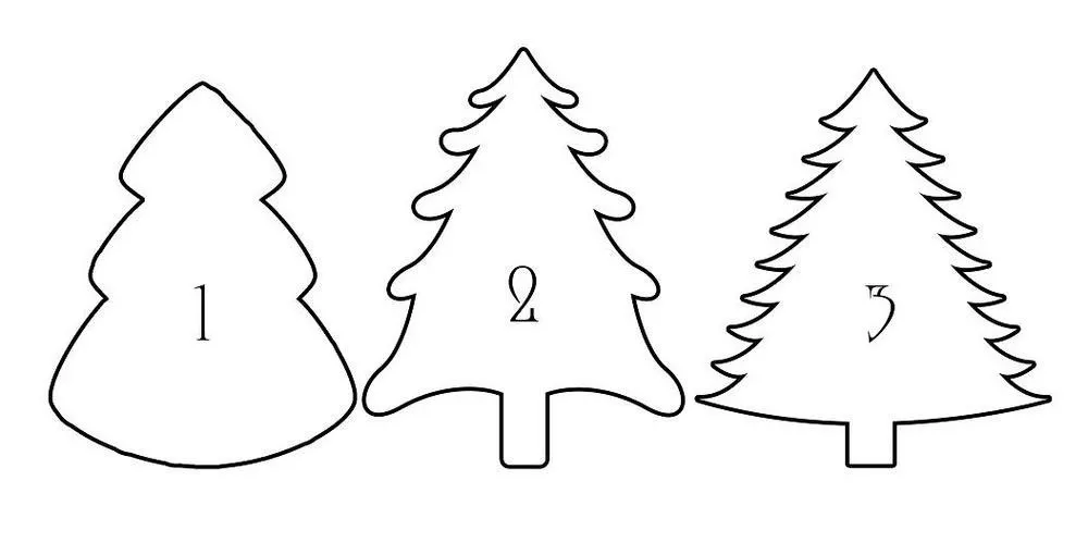 Трафареты для вырезания гирлянд из новогодних елок, пример 2