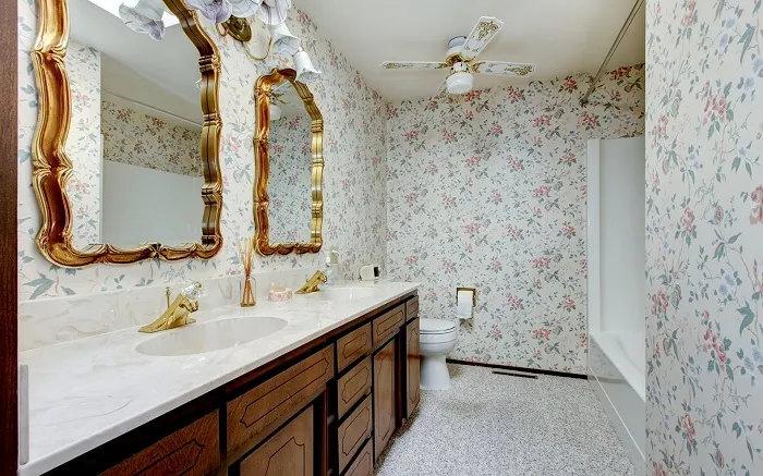 Дизайн ванной комнаты в частном доме_обои