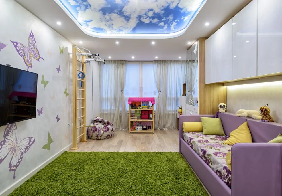 Освещение детской комнаты с натяжным потолком