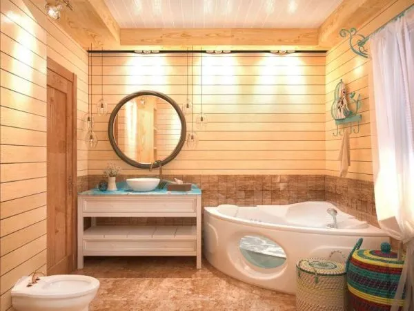 угловая ванна в деревянном доме
