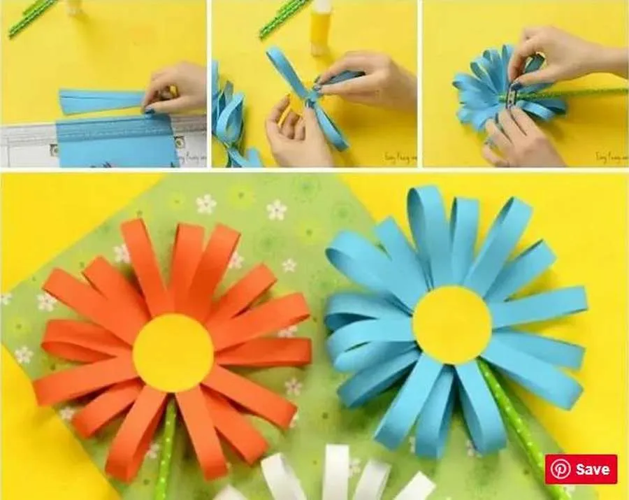 поделка цветы из цветной бумаги для детей