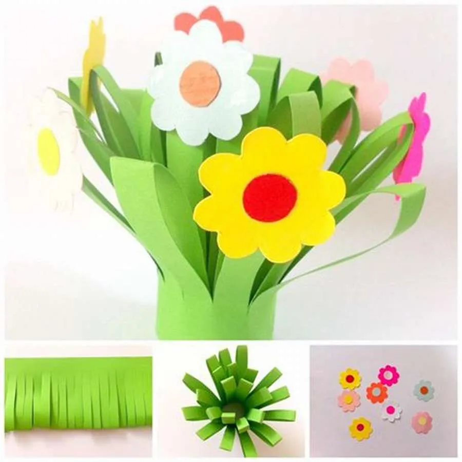 простые цветы из цветной бумаги для детей