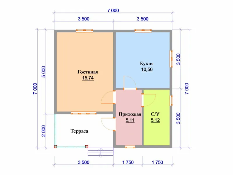 Планировка дома 7х9 одноэтажный