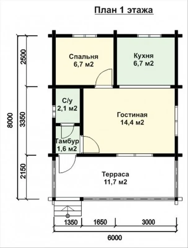 Планировка дачного дома 6х8 одноэтажный