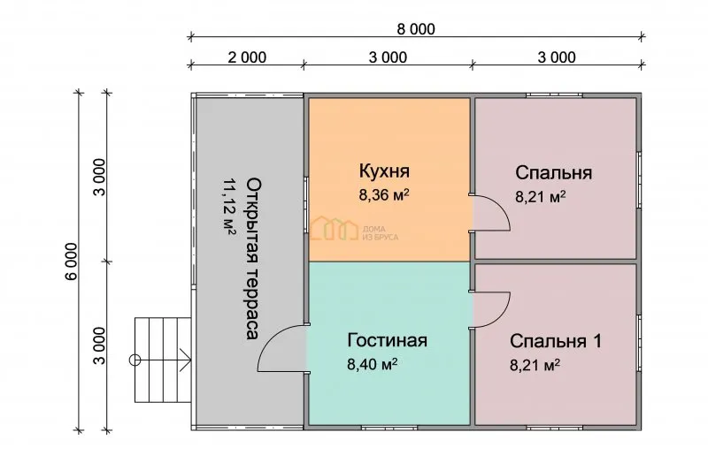 Дом из бруса 6 на 8 одноэтажный