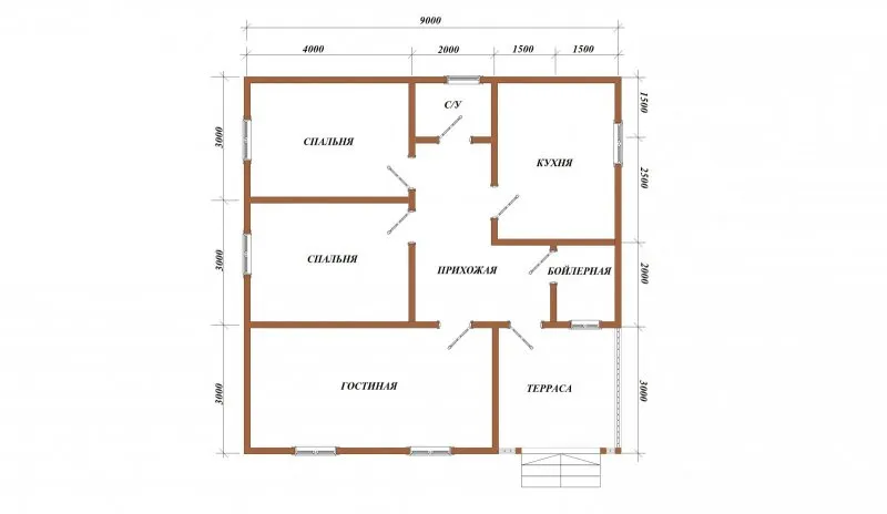 Схема дома 7 на 7 одноэтажный