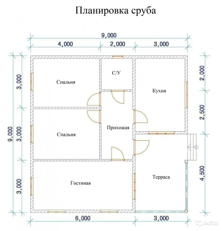 Дом 6 на 9 одноэтажный планировка