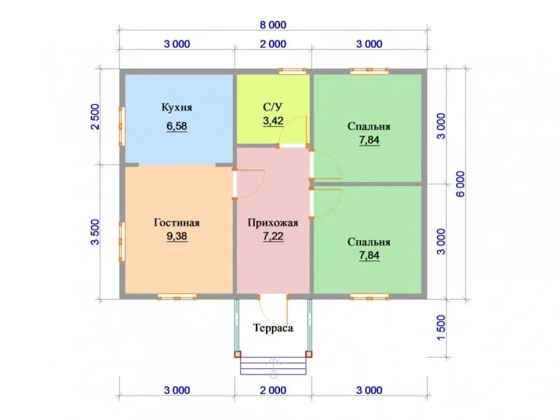 Дом 6 на 8 одноэтажный планировка