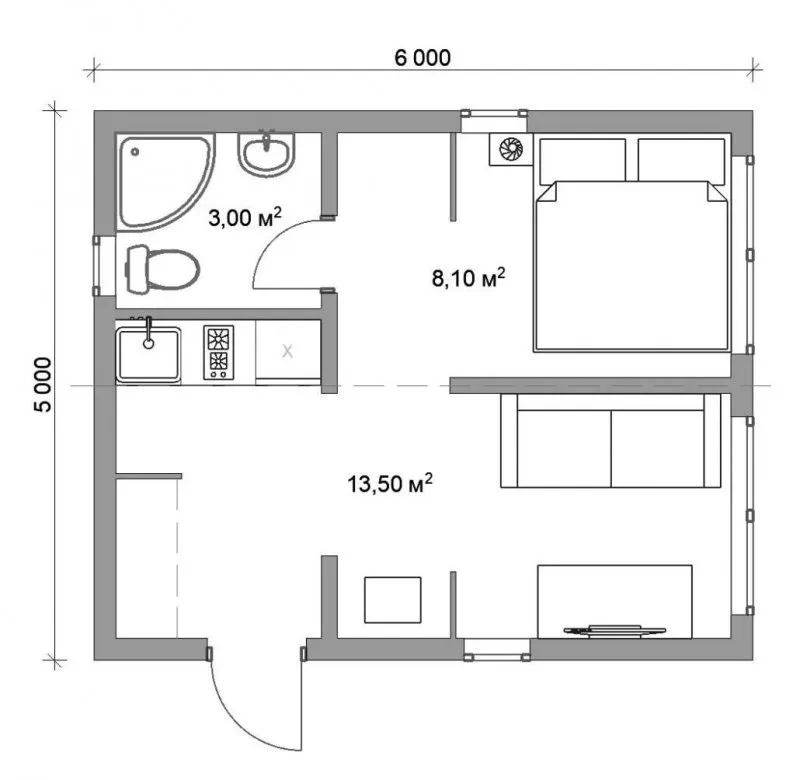 Размеры дома в 50 квадратов