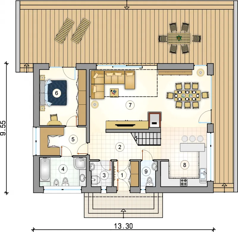 Планировка дома 80 кв.м одноэтажный с 2 спальнями