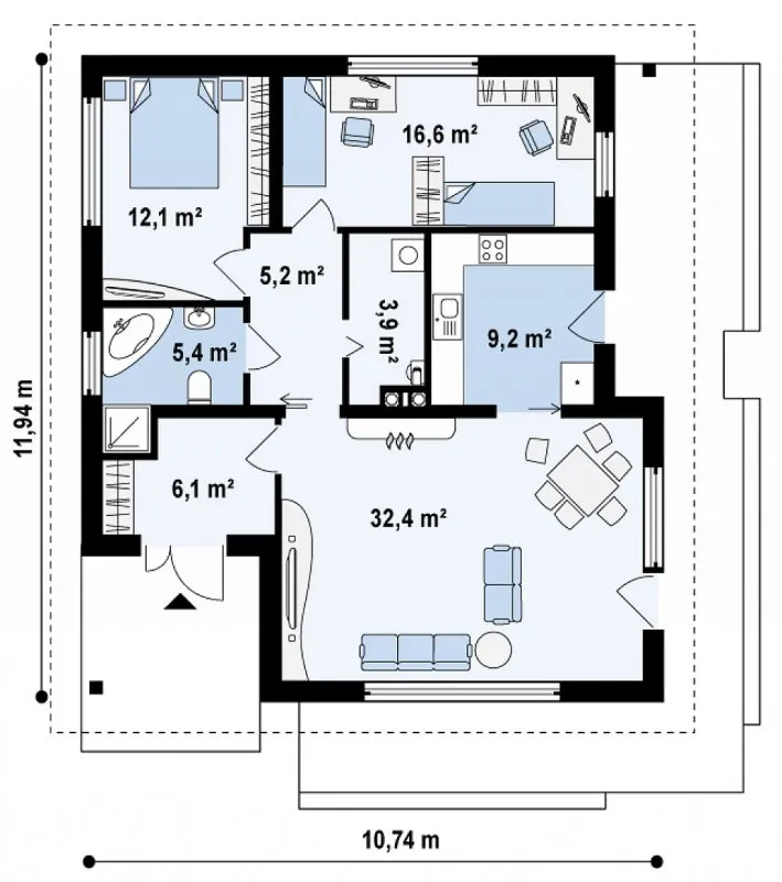 Планировки одноэтажных домов до 100 м2