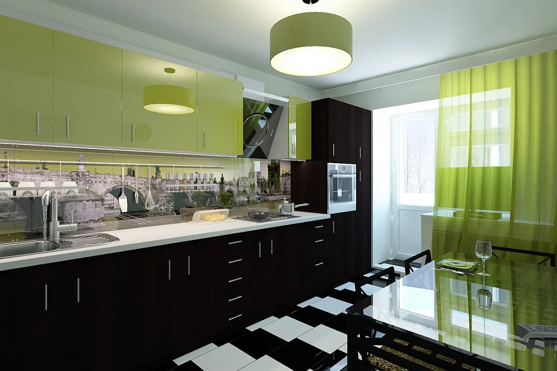 Зелено-черная кухня