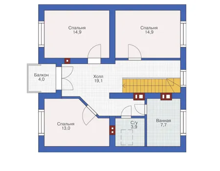 Планировка мансардного этажа :: Проект дома из газобетона 54-22