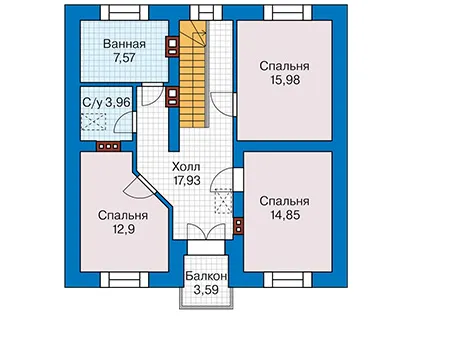 Планировка мансардного этажа :: Проект дома из газобетона 66-37