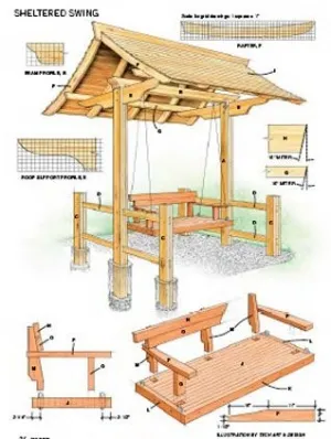 Схема и чертеж деревянных качелей