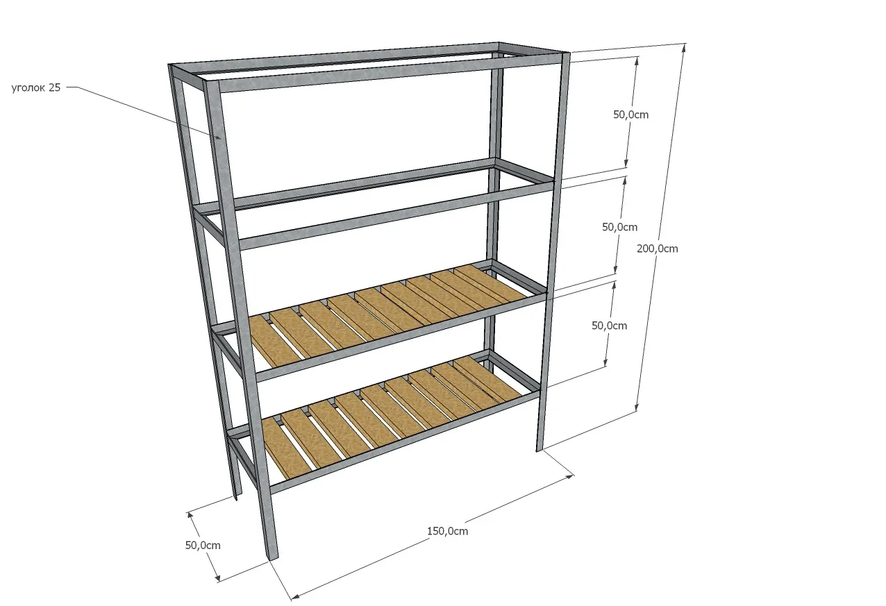 чертеж металлического стеллажа.