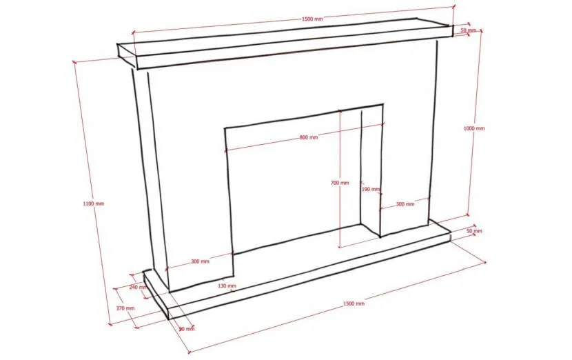 Чертеж пристенного декоративного камина